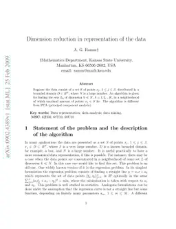 Dimension reduction in representation of the data