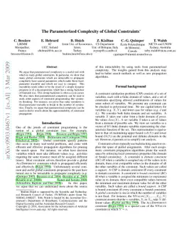 The Parameterized Complexity of Global Constraints