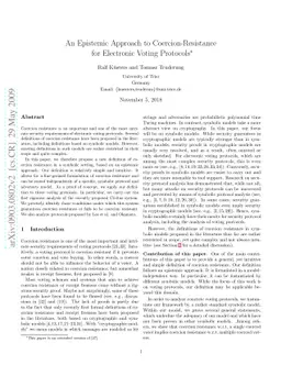 An Epistemic Approach to Coercion-Resistance for Electronic Voting
  Protocols