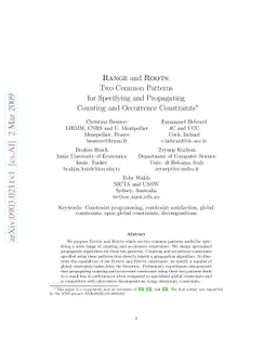 Range and Roots: Two Common Patterns for Specifying and Propagating
  Counting and Occurrence Constraints