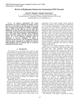 Review of Replication Schemes for Unstructured P2P Networks