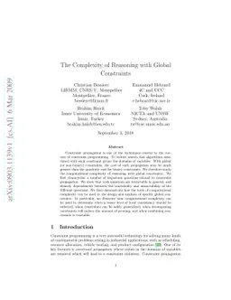The Complexity of Reasoning with Global Constraints