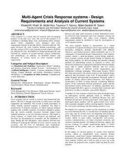 Multi-Agent Crisis Response systems - Design Requirements and Analysis
  of Current Systems