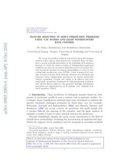 Feature selection in omics prediction problems using cat scores and
  false nondiscovery rate control