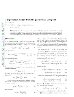 $κ$-exponential models from the geometrical viewpoint