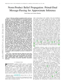 Norm-Product Belief Propagation: Primal-Dual Message-Passing for
  Approximate Inference