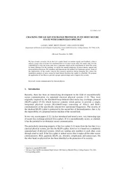 Cracking the Liu key exchange protocol in its most secure state with
  Lorentzian spectra