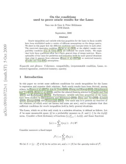 On the conditions used to prove oracle results for the Lasso