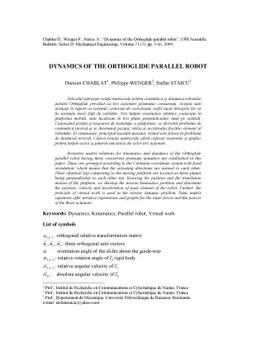 Dynamics of the Orthoglide parallel robot