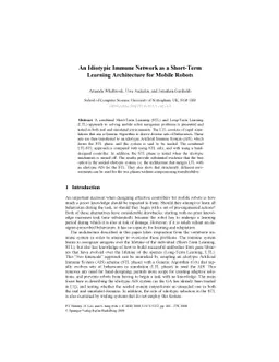 An Idiotypic Immune Network as a Short Term Learning Architecture for
  Mobile Robots