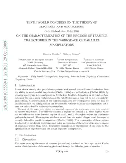 On the characterization of the regions of feasible trajectories in the
  workspace of parallel manipulators