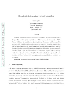 D-optimal designs via a cocktail algorithm
