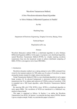 Waveform Transmission Method, a New Waveform-relaxation Based Algorithm
  to Solve Ordinary Differential Equations in Parallel