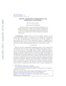 Testing conditional independence via Rosenblatt transforms