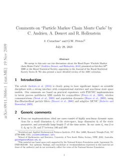 Comments on "Particle Markov Chain Monte Carlo" by C. Andrieu, A. Doucet
  and R. Hollenstein