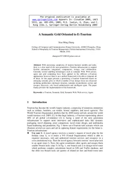 A Semantic Grid Oriented to E-Tourism