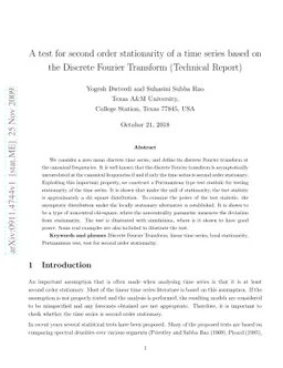 A test for second order stationarity of a time series based on the
  Discrete Fourier Transform (Technical Report)