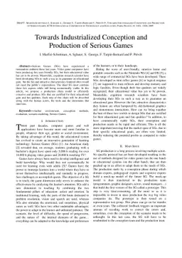 Towards Industrialized Conception and Production of Serious Games