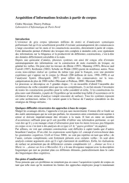 Acquisition dínformations lexicales à partir de corpus Cédric
  Messiant et Thierry Poibeau