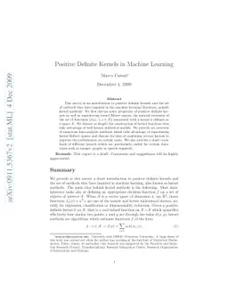 Positive Definite Kernels in Machine Learning
