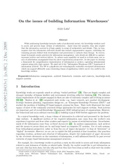 On the issues of building Information Warehouses