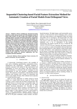 Sequential Clustering based Facial Feature Extraction Method for
  Automatic Creation of Facial Models from Orthogonal Views