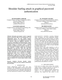 Shoulder Surfing attack in graphical password authentication
