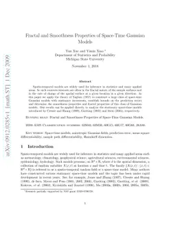 Fractal and Smoothness Properties of Space-Time Gaussian Models