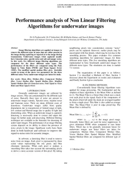 Performance analysis of Non Linear Filtering Algorithms for underwater
  images