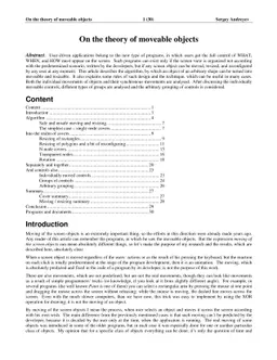 On the theory of moveable objects