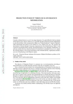 Projection Pursuit through $Φ$-Divergence Minimisation