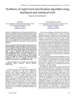 Synthesis of supervised classification algorithm using intelligent and
  statistical tools