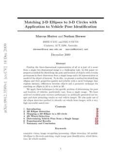 Matching 2-D Ellipses to 3-D Circles with Application to Vehicle Pose
  Estimation