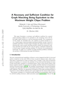 A Necessary and Sufficient Condition for Graph Matching Being Equivalent
  to the Maximum Weight Clique Problem