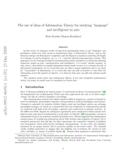The use of ideas of Information Theory for studying "language" and
  intelligence in ants