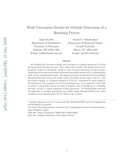 Weak Convergence Results for Multiple Generations of a Branching Process