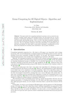 Genus Computing for 3D digital objects: algorithm and implementation