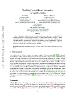 Teaching Physical Based Animation via OpenGL Slides