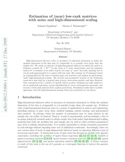 Estimation of (near) low-rank matrices with noise and high-dimensional
  scaling