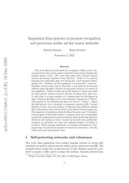 Inspiration from genetics to promote recognition and protection within
  ad hoc sensor networks
