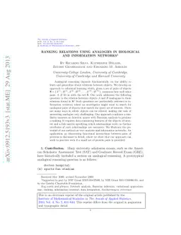 Ranking relations using analogies in biological and information networks