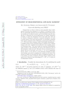 Estimation of high-dimensional low-rank matrices