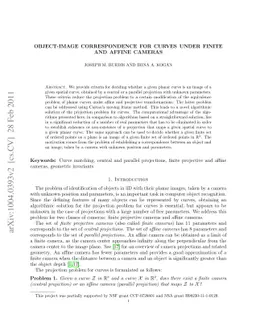 Object-image correspondence for curves under finite and affine cameras
