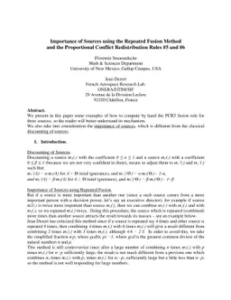 Importance of Sources using the Repeated Fusion Method and the
  Proportional Conflict Redistribution Rules #5 and #6