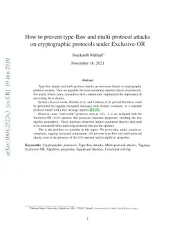 How to prevent type-flaw and multi-protocol attacks on cryptographic
  protocols under Exclusive-OR