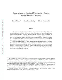 Approximately Optimal Mechanism Design via Differential Privacy