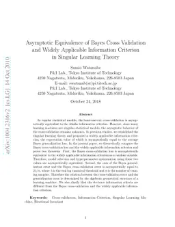 Asymptotic Equivalence of Bayes Cross Validation and Widely Applicable
  Information Criterion in Singular Learning Theory