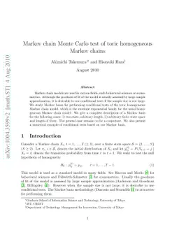 Markov chain Monte Carlo test of toric homogeneous Markov chains