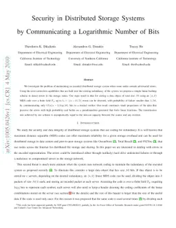 Security in Distributed Storage Systems by Communicating a Logarithmic
  Number of Bits