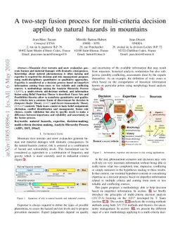 A two-step fusion process for multi-criteria decision applied to natural
  hazards in mountains